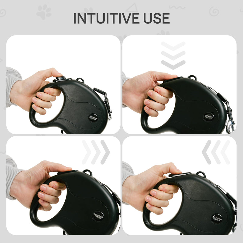 Retractable Dog Leash for Small Dogs up to 33 lbs – 10ft Long Hands Free Lead for Dogs – Reflective Heavy Duty Puppy Leash and Waist Dog Leashes for Training, Running, Outside – Correa para Perros Small Dogs (0-33 lbs) Black Reflective
