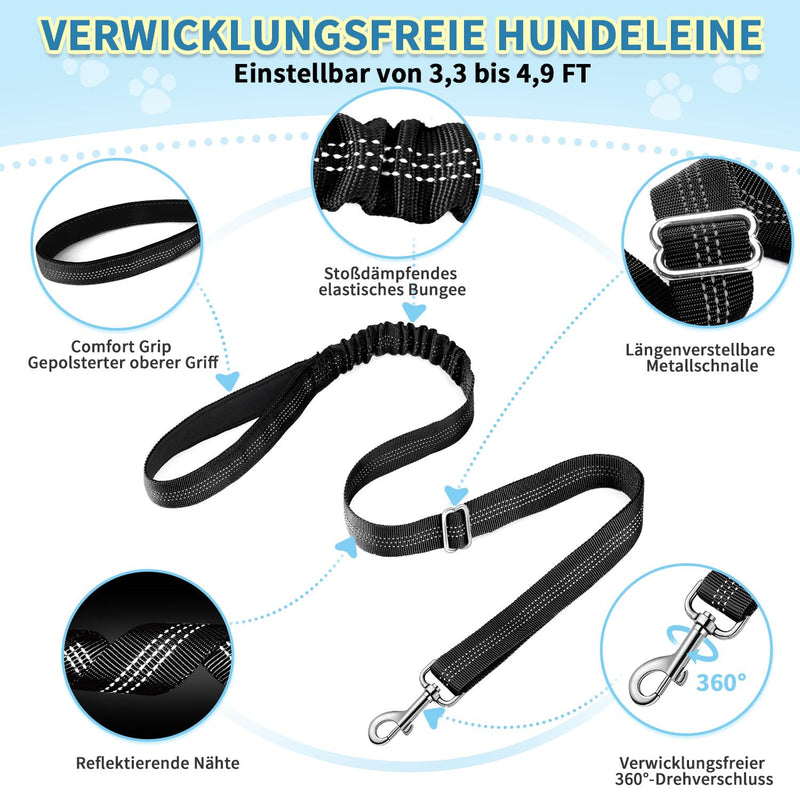 Eyein Dog Harness with Leash for Small Medium Dogs, No-Pull Adjustable Chest Harness with 2 Leash Clips, Reflective & Lightweight Harness with Soft Padding (Black, XXS) Black - BeesActive Australia