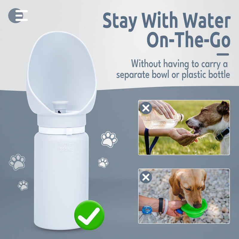 Dog Water Bottle, Collapsible, Lightweigh, Leak Proof Portable Travel Dogs Water Dispenser, Perfect Puppy Drinking Bowl for Outdoor Walking and Hiking, Pet Accessories, Silicone, 19oz, Gray Light Gray - BeesActive Australia