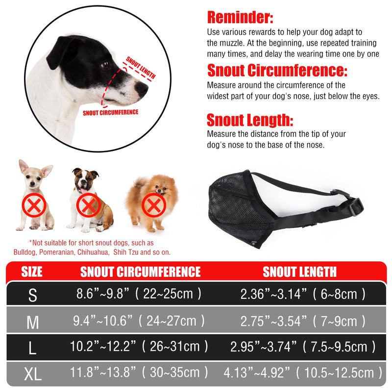 Muzzle for dogs, anti-poison bait muzzle for dogs, soft adjustable mesh muzzles, soft muzzle for small, medium and large dogs, adjustable eating protection, dog biting and chewing (L) L - BeesActive Australia
