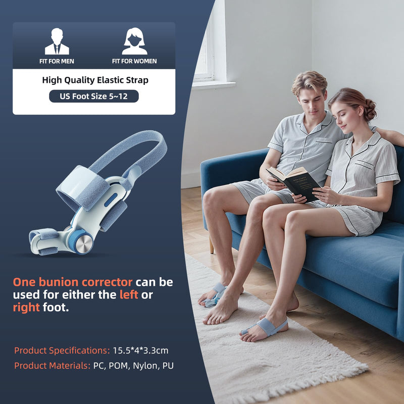 Bunion Corrector for Women Men Big Toe with Cold Compress Pad, FSA Eligible HSA Adjustable Knob Double Correction Bunion Fix Relief, Bunion Splints Hammer Toe Straightener, Blue