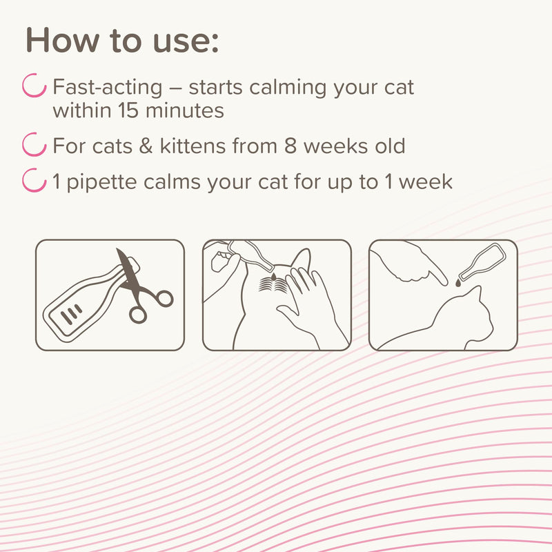 Beaphar - CatComfort® Calming Spot-On For Cats - Reduces Anxiety & Stress – Pheromone Calming - Fast-Acting - Starts Working in 15 Minutes - Ideal for Short-Term Events like Fireworks - 3 Pipettes