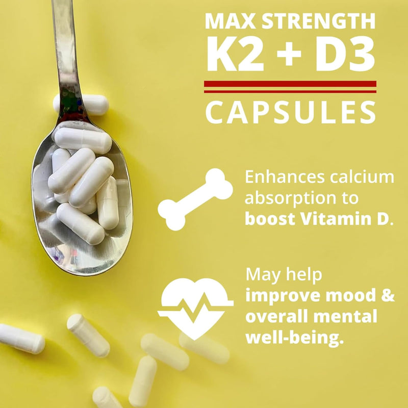 Dr. Boz Vitamin K2+D3 Capsules with BioPerine, 66 Count
