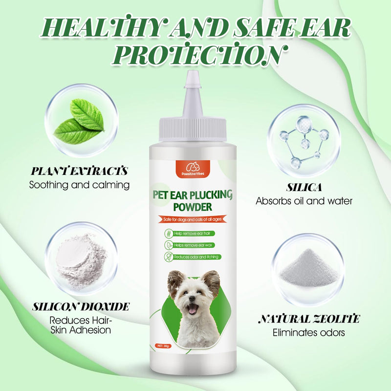 Dog Ear Powder Set, Dog Ear Powder for Hair Removal 30g , 5.5 Inch Hemostat and Dog Clippers for Grooming, Dog Ear Infection Treatment ，Removing Earwax and Odour，Relief of Itching（greener 3pcs) greener - BeesActive Australia