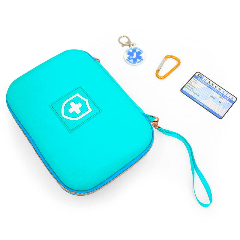 CASEMATIX 8" Turquoise Asthma Inhaler Case for Travel Fits Spacer, Mask and Accessories, Includes Case Only - BeesActive Australia