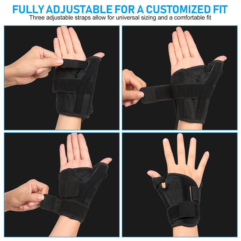 Thumb Brace - Carpal Tunnel Wrist Brace Relief and Tendinitis Arthritis Sprained, Thumb Spica Splint Wrist Support to Night Sleep, Treat Trigger Splint Sprain Relieve Pain - Stabilizer Fit Left and Right Hands