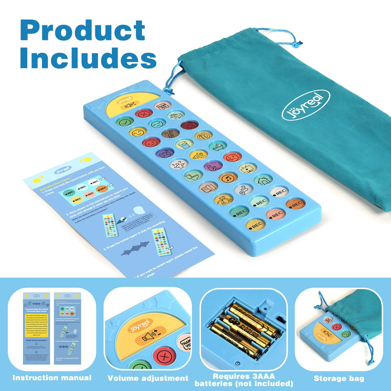 Joyreal AAC Device for Autism, Non Verbal Communication Tools for Speech Therapy & Stroke Rehab. Autism Talking Aids with 6 Programmable Buttons & Adjustable Volume, Autism Toys for Kids and Adults Blue