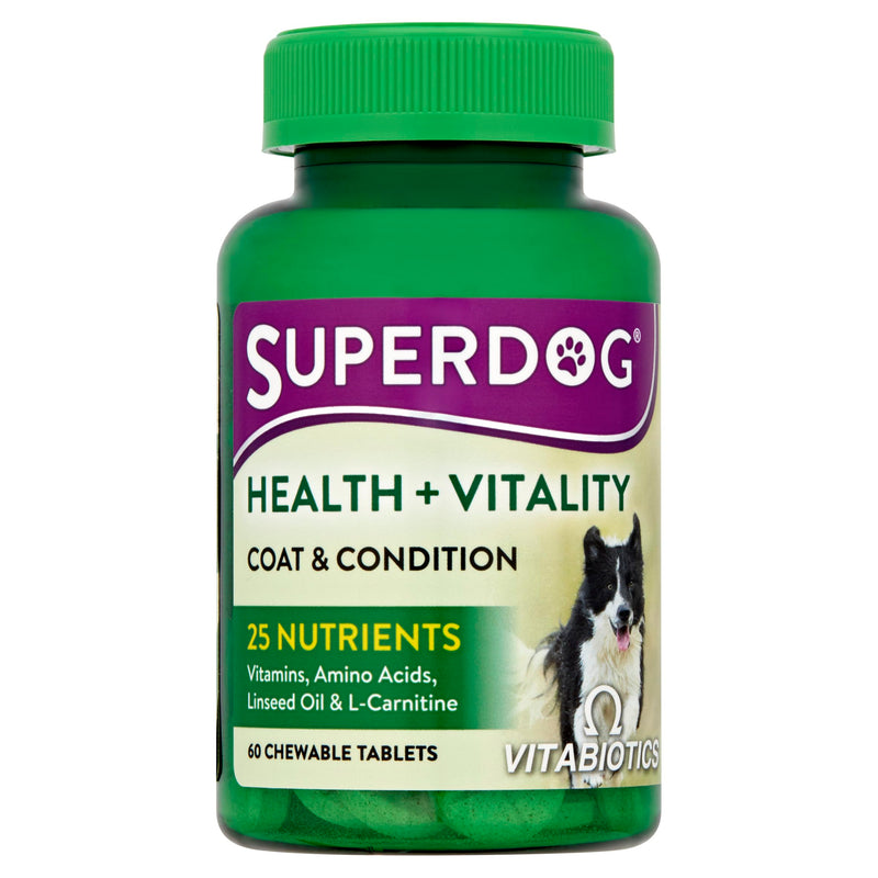 Vitabiotics Superdog Health and Vitality | Comprehensive Supplement For Dogs, with Linseed Oil, Ginseng & Vitamins A, C, D & E | From UK's No.1 Vitamin Company
