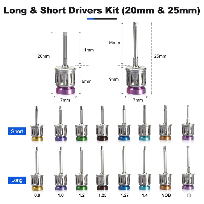 4E 4E'S USA Dental Implant Torque Wrench Set: Universal Prosthetic Kit with Torque Adjustable Ratchet & Screwdrivers 16pcs, 10-70Ncm, Fully Autoclavable