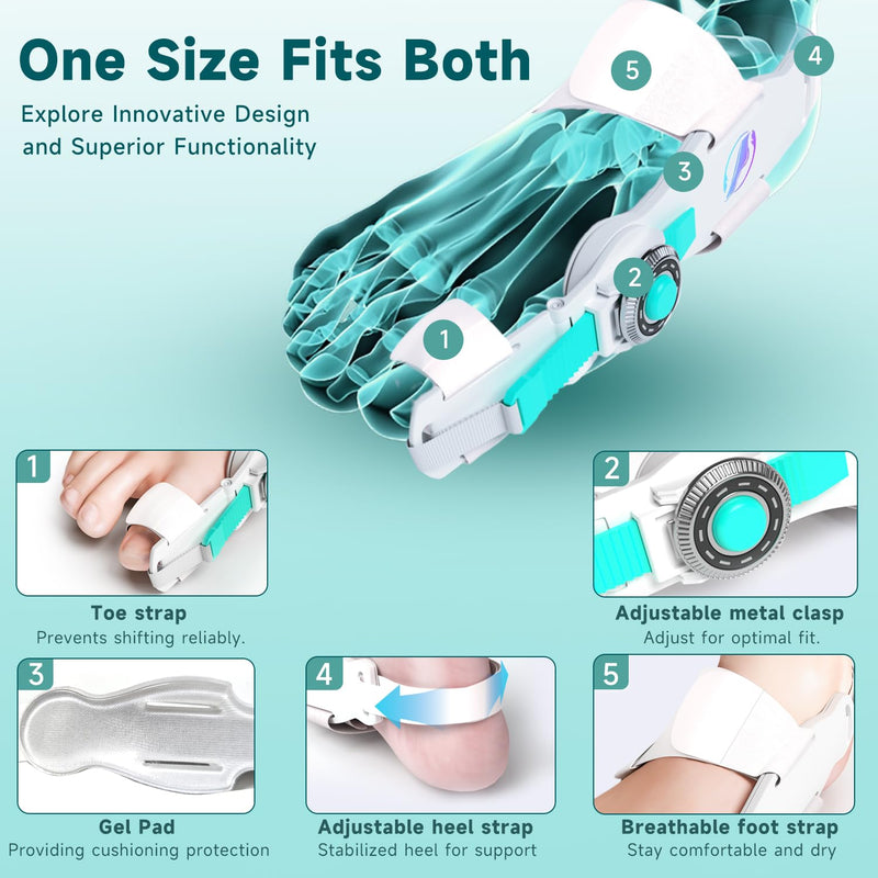 Bunion Corrector for Women & Men - Bunion Fix for Hallux Valgus Pain Relief with Non-Slip Big Toe Separator, Adjustable Big Toe Straighter, Bunion Splints Fits Left & Right Feet (White 1Pcs) White 1