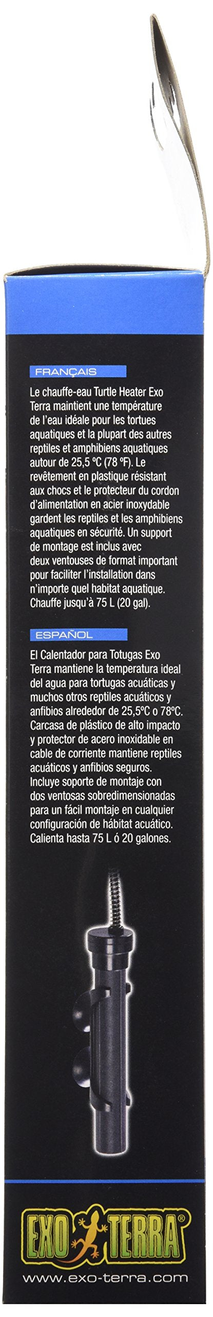 Exo Terra Turtle Heater, automatic water heater, 25 degree water temperature, for up to 75L, submersible, 50W 50 Watts standard packaging - BeesActive Australia
