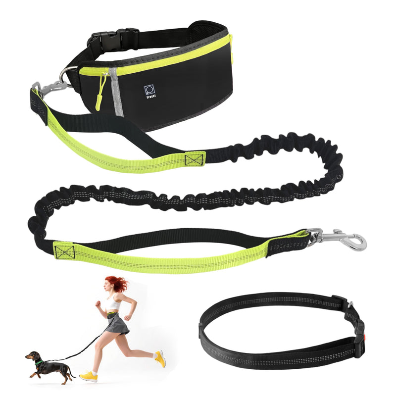 Hands Free Dog Leash with Zipper Pouch,Reflective Dual Handles Retractable Bungee Waist Leash for Small and Medium Dog Walking, Jogging (Black) Black - BeesActive Australia