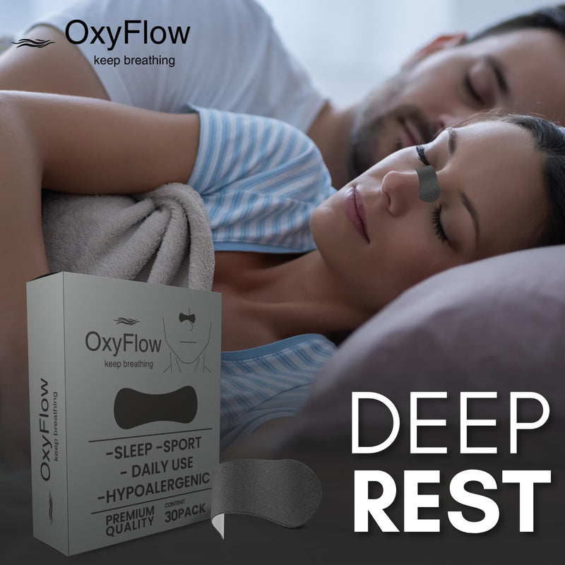 OxyFlow Nasal Strips for Breathing- for Sensitive Skin, Nose Strips for Snoring, Nasal Congestion Relief, Nasal Tape, Breathe Right, Athletic Nasal Strips, Extra Strength, Universal Fit.