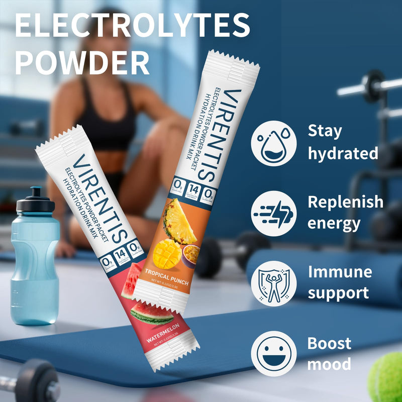 48 Sticks Electrolytes Powder Packets Sugar Free Hydration Packets, 8 Flavors Liquid Daily IV Electrolyte Drink Mix for Rehydration with 8 Electrolytes & 6 Vitamins, 0 Calorie, Low Sodium Variety Pack 6 Ounce (Pack of 1)