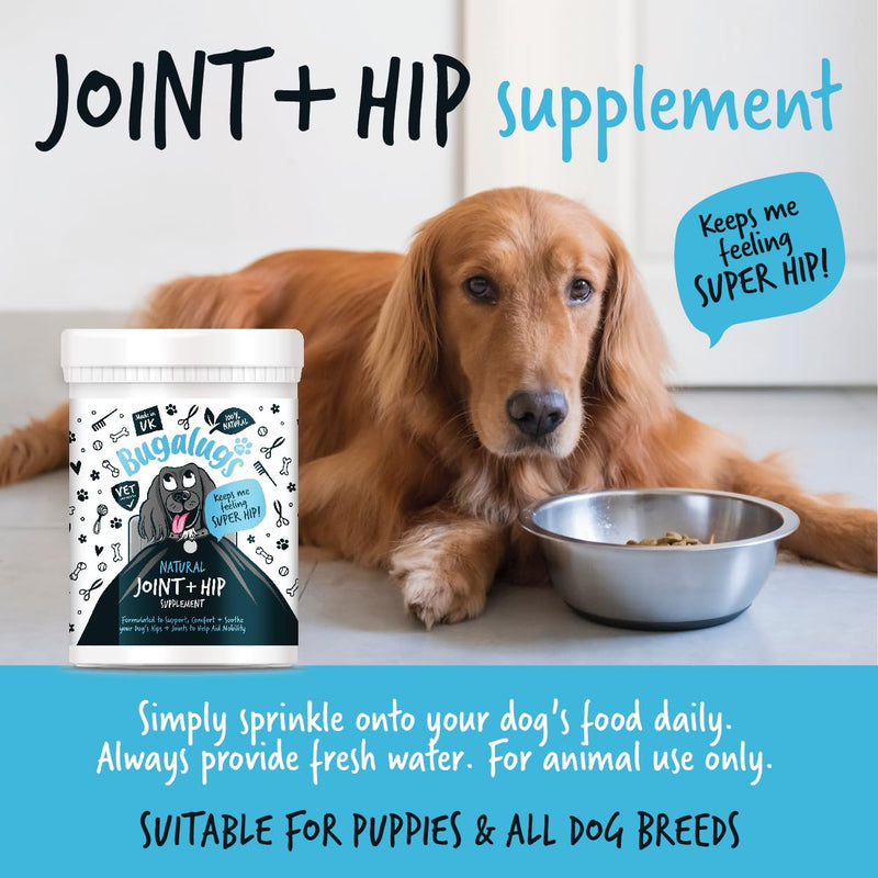 BUGALUGS Joint Supplements For Dogs With Glucosamine, Chondroitin, Green Lipped Mussel - 10 Key Dog Vitamins, Helps with Pain Relief, Joint Support & Stiff Joints (200g) 200g