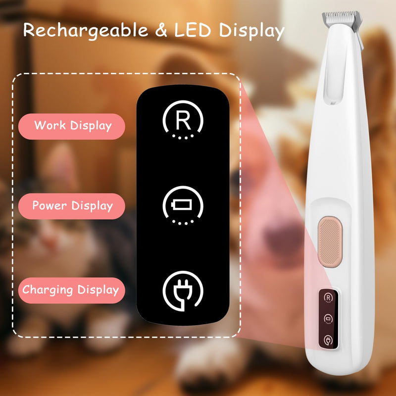 Dog Paw Trimmer with Detachable Ceramic Blade for Trimming, Cat & Dog Hair Clippers, Electric Dog Trimmer for Paws, Rechargeable Paw Trimmer for Paws, Eyes, Ears, Face, Rump-White(Set of 5) White Set of 5 - BeesActive Australia