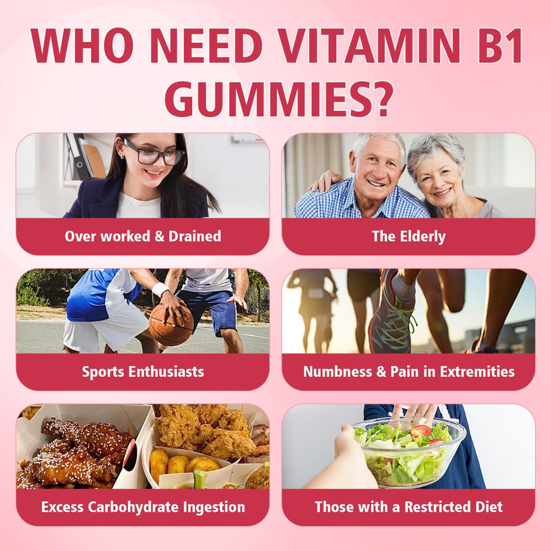 Pack of 2 Vitamin B1 Gummies 500mg for Adults & Kids, Thiamine B1 Supplement with Magnesium, Vitamin B1 Supplement for Nervous System Supports & Boost Energy, Raspberry Flavor, 120 Count 120 Count (Pack of 1)