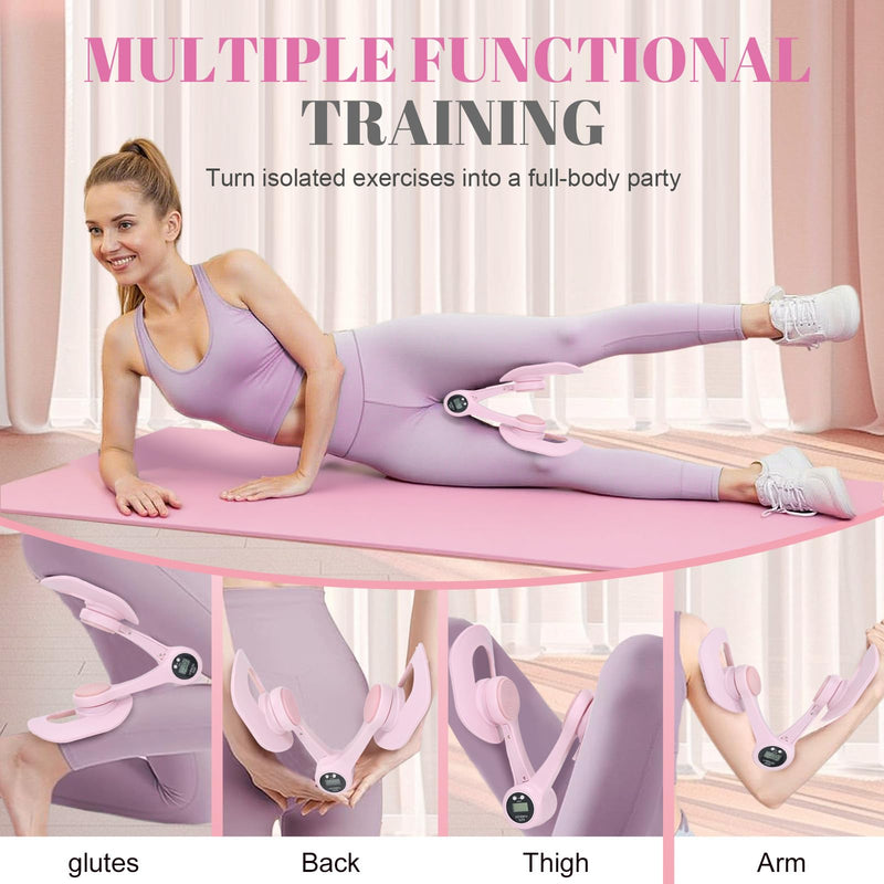 Thigh Master,Pelvic Floor Exercise Devices,Kegel Exercise Inner Thigh Exerciser for Women at Home Workout Equipment,360°Rotation and Display Count Pink