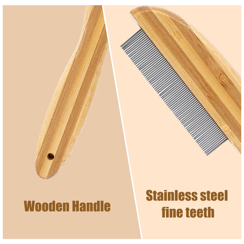 Wooden handle dandruff comb, extra fine tooth comb with metal pick, multifunctional flea comb, lice comb, care comb for children, adults, dogs, cats - BeesActive Australia