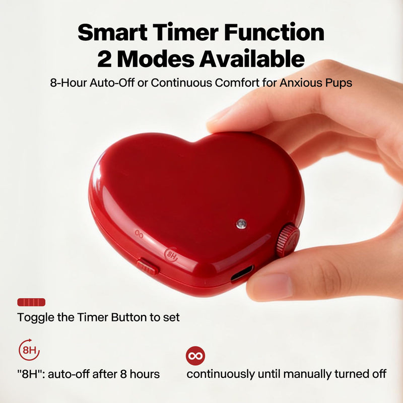 Pet Prime Heartbeat Simulator for Heartbeat Toy - Red Heart Design, Separation Anxiety Relief, 45+ Hour Battery, Timer & Speed Adjustable Adjustable Heartbeat Simulator