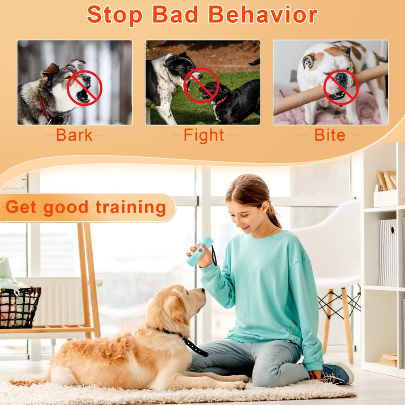 Anti Barking Device for Dogs - Dog Bark Deterrent Devices for Stopping Bad Dog Behavior - Ultrasonic Dog Bark Deterrent, Refuse to Shout and Slap - Best Anti Barking Device Rechargeable（Blue） Blue