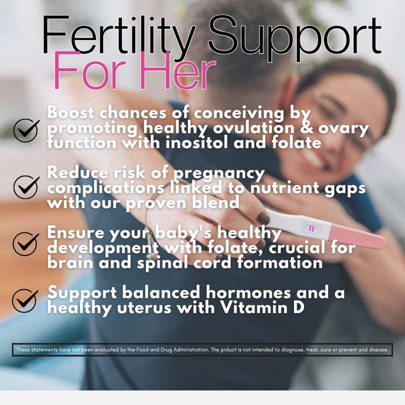 Fertility Supplements for Her - Preconception Supplements for Women – Prenatal Vitamins for Hormone Balance, Regular Cycles, & Ovulation - 60 Count