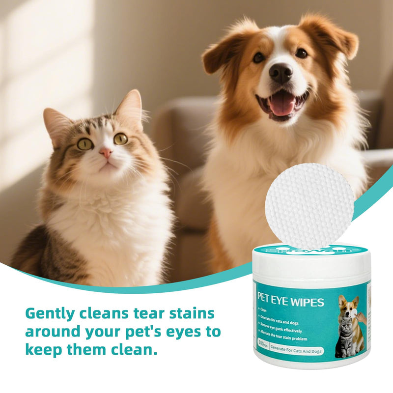 Dog Eye Cleaning Wipes, Hypoallergenic Fragrance-Free Non-Irritating, Gentle Tear Stain & Eye Discharge Cleaner, Safe for Puppies Daily Pet Eye Care, 100 Count