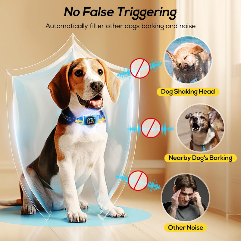 Bark Collar 2 Pack, Dog Bark Collar for Large Medium Small Dogs, Rechargeable Anti Barking Training Collar with Beep Vibration Harmless Shock, Smart Collar with 5 Adjustable Sensitivity Black - BeesActive Australia