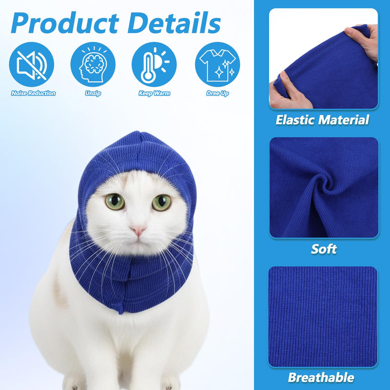 CIATBYYJ Dog Ear Muffs, Stretchy Hoodie for Dog, Non-Noise Blue Dogs Ear Muffs for Neck Warmer Bath Drying Noise Protection Large