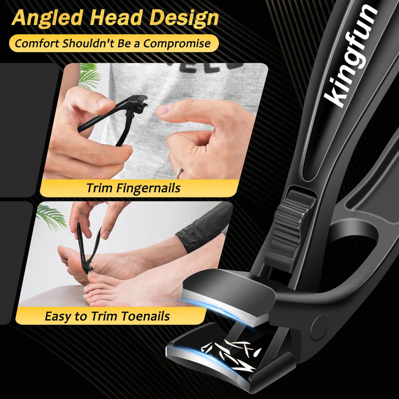 Toenail Clippers for Thick Toenails, Kingfun Ingrown Toe Nail Clippers for Thick Nails for Seniors, Heavy Duty Toe Nail Clippers for Men, Angled Head Large Toenail Clippers for Seniors 5Pcs - BeesActive Australia