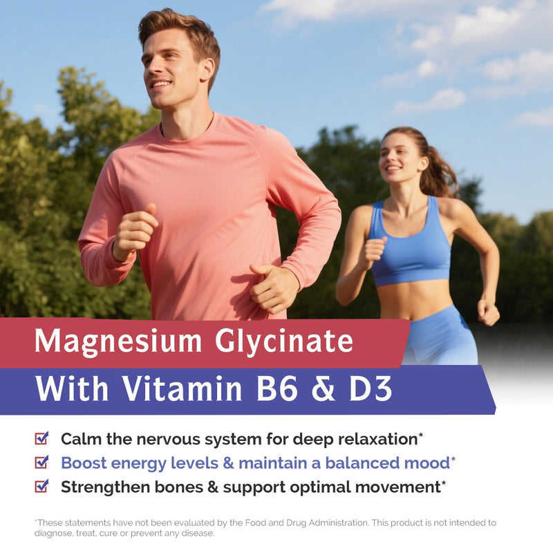 Innate Vitality Magnesium Glycinate Complex, 420mg Elemental Magnesium Per Serving, Enhanced Absorption, Black Pepper, Vitamin D3 & B6, Sleep Mood Bone Nerve Support, 180 Caps