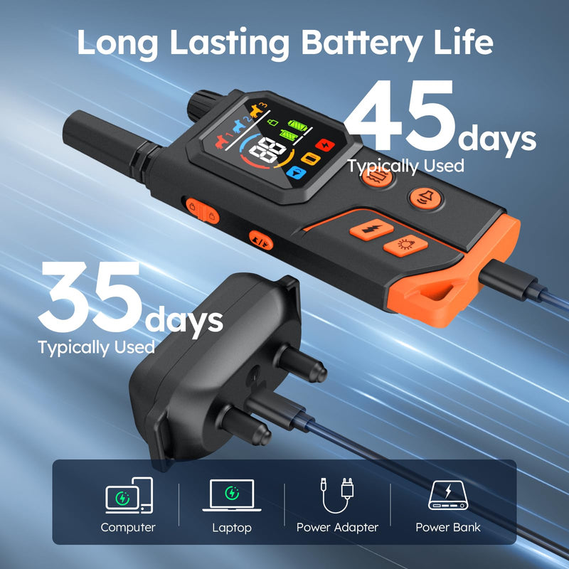 Dog Shock Collar 4000FT with Light for Night Walks, Dog Training Collar with Remote Control, E Collar with Adjustable Pitch Beep,Vibration and Shock,Rechargeable Waterproof Shock Collar for Dogs Black - BeesActive Australia