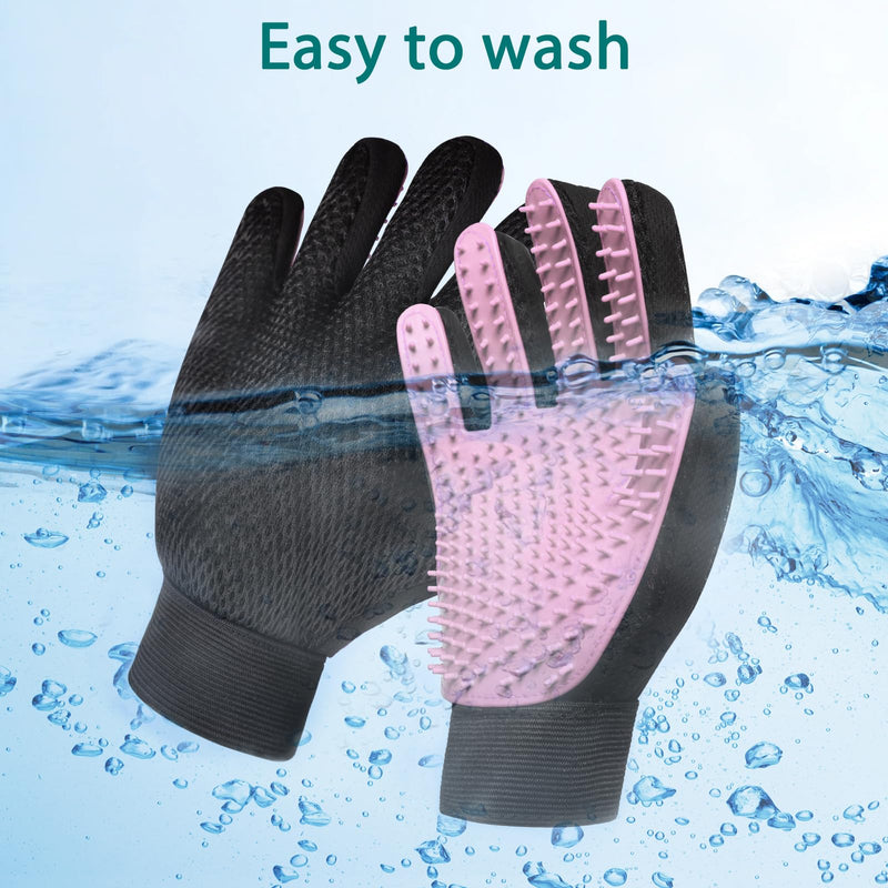 LIONROGE Cat Grooming Glove Brush,Self-Cleaning Slicker Pet Brush for Short and Long Haired Pets,Dog Bath Brush for Shedding and Grooming,Removes Loose Hair and Tangles,Promote Circulation Glove-Pink - BeesActive Australia