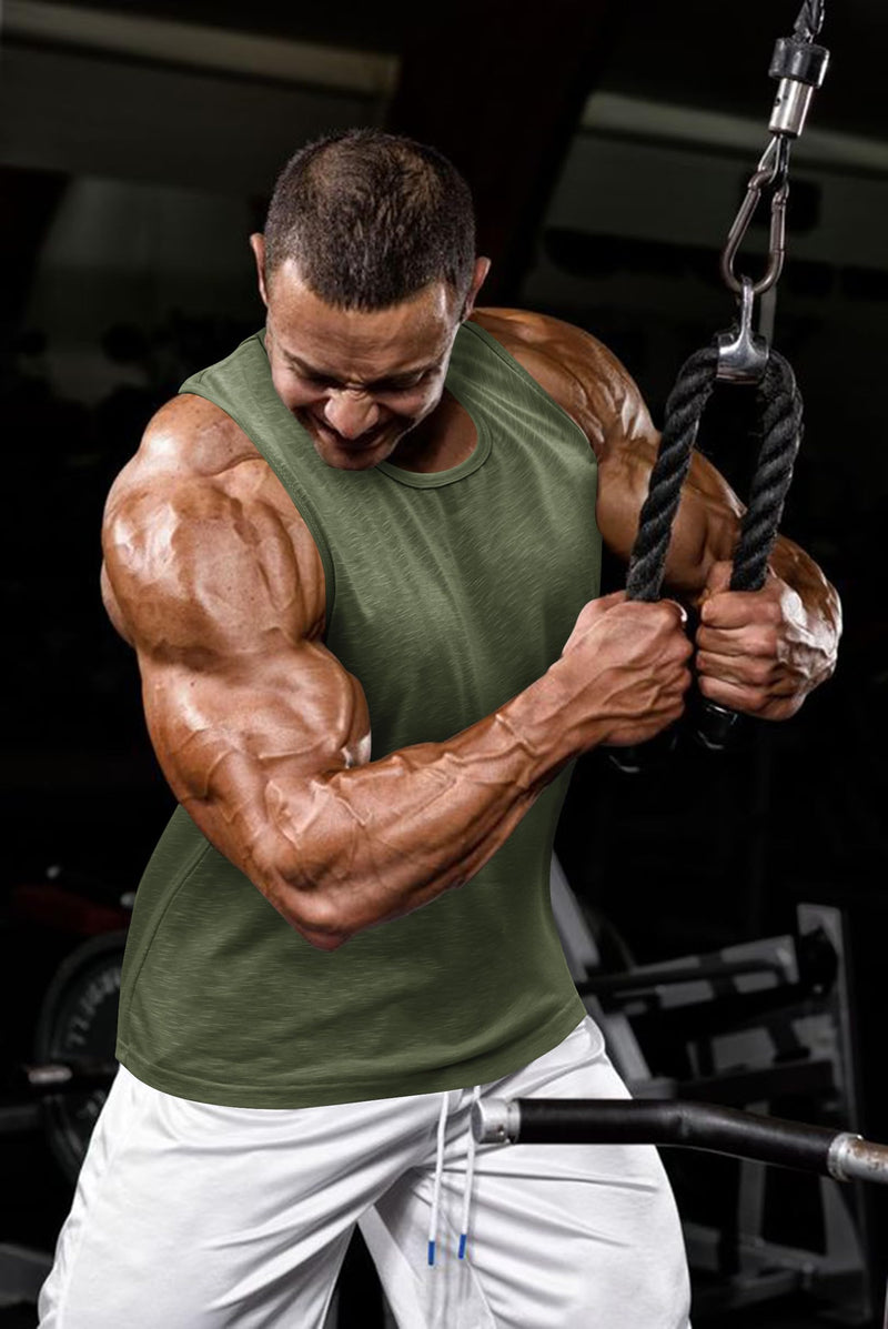 COOFANDY Men's Workout Tank Top 2 Pack Casual Soft Sleeveless Gym Muscle Shirts Bodybuilding Tee Black\army Green Large - BeesActive Australia