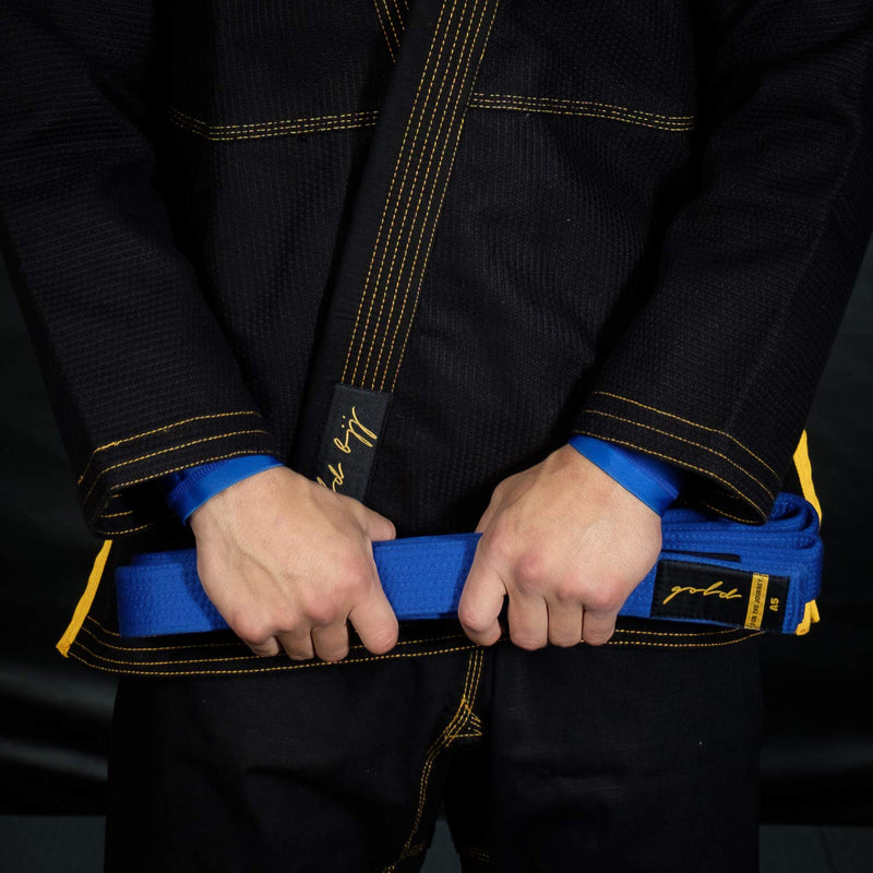 Gold BJJ Jiu Jitsu Belt - Premium Belts with Rank Bar for Stripes - IBJJF Competition Approved White A3