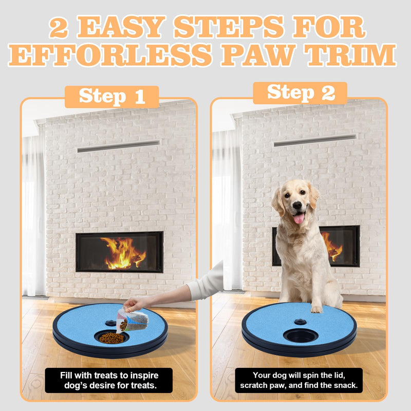 3 in 1 Rotatable Dog Scratch Board with Food Storage Compartment Box Round Stress-Free Scratch Pad ABS Nail Grinder Claw Care Dog Claw Grinder Board (Blue) Blue