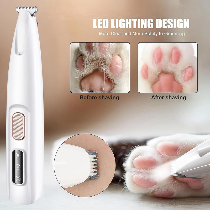 PawTrim Pro -Pain-Free Paw Grooming in Seconds, Waterproof Rechargeable Pet Paw Trimmer with LED Light, Quiet Dog Clipper, Pet Hair Trimmer for Dog Cat - BeesActive Australia