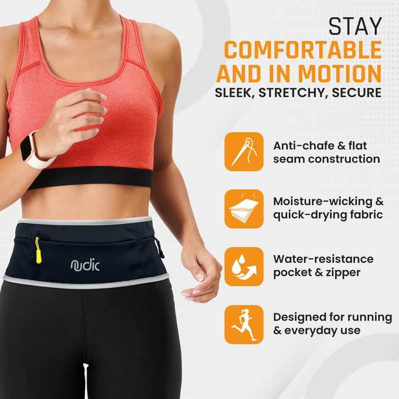 Running Belt – Lightweight Waterproof Waist Pack for Phones | Adjustable, Sweatproof Gym & Jogging Belt with Key Clip & Reflective Strap