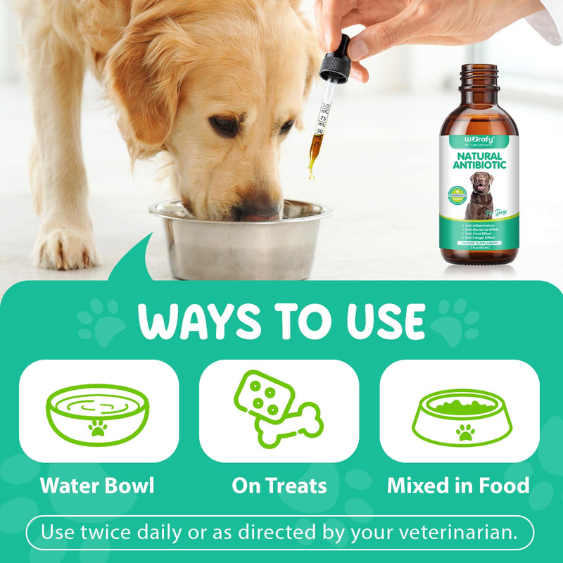 Natural Antibiotics for Dogs,60ML Dog Antibiotics Drops,Supports Dog Allergy Relief,Anti-Bacterial Effect-Dog Itch Relief Pet Antibiotics