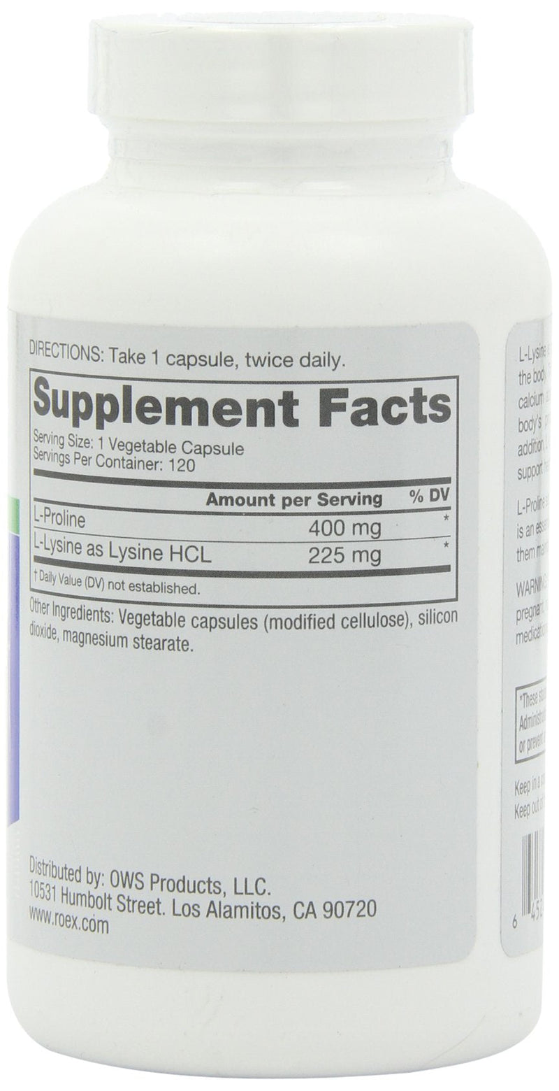 Roex Vitamins | L-Lysine | L-Proline | Muscle Maintenance and Recovery | Healthy Joints | Nutritional-Supplement | 120 Count