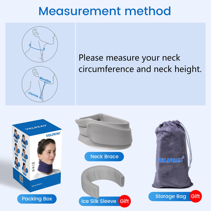 Velpeau Neck Brace for Neck Pain and Strong Support, Soft Cervical Collar for Sleeping Upright, Snoozing - Stabilizes & Relieves Pressure in Spine for Women & Men (Grey, M: 13.5-16.5" / 3" Depth) 3 Inch (Pack of 1) - BeesActive Australia