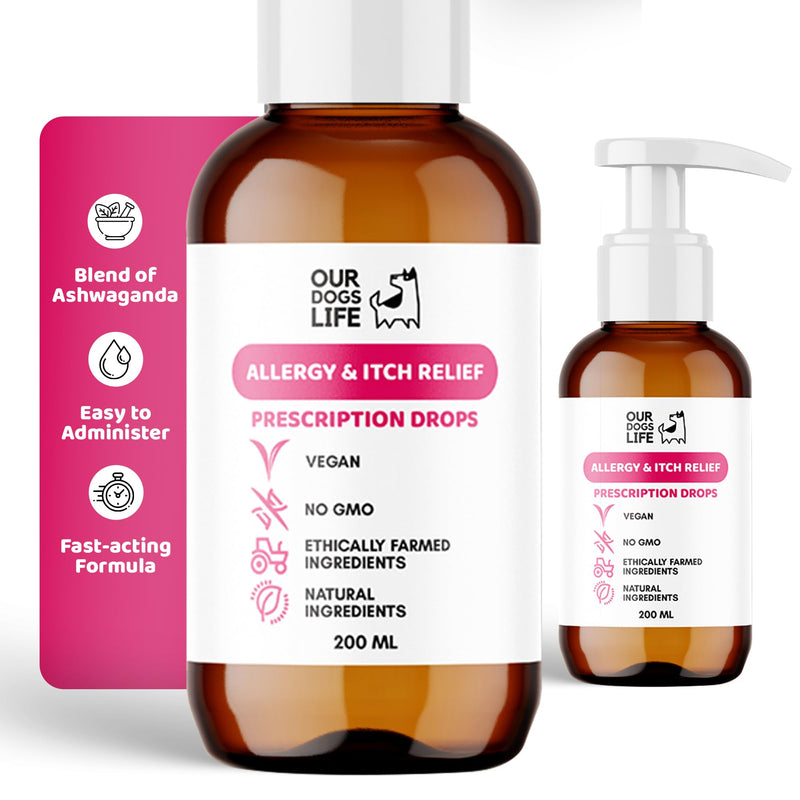 Dog Allergy and Itch Relief Drops - Comprehensive Itchy Dog Skin Relief - Immune Boosting Formula - dog itchy skin relief - 200ml