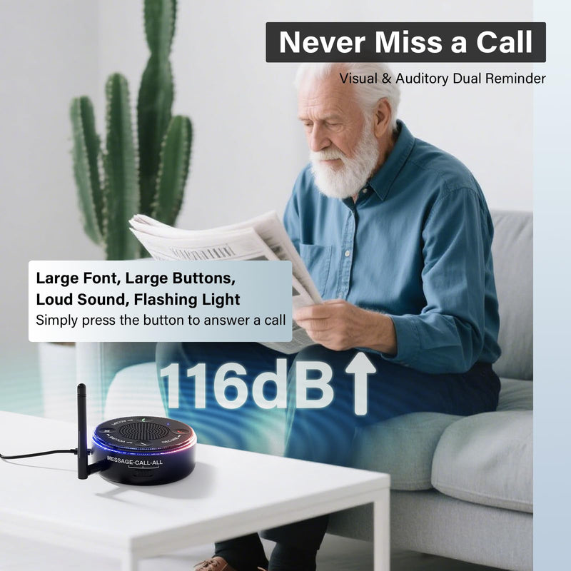 Cell Phone Ringer Amplifier & Flasher for Seniors & Hearing Impaired, 116dB