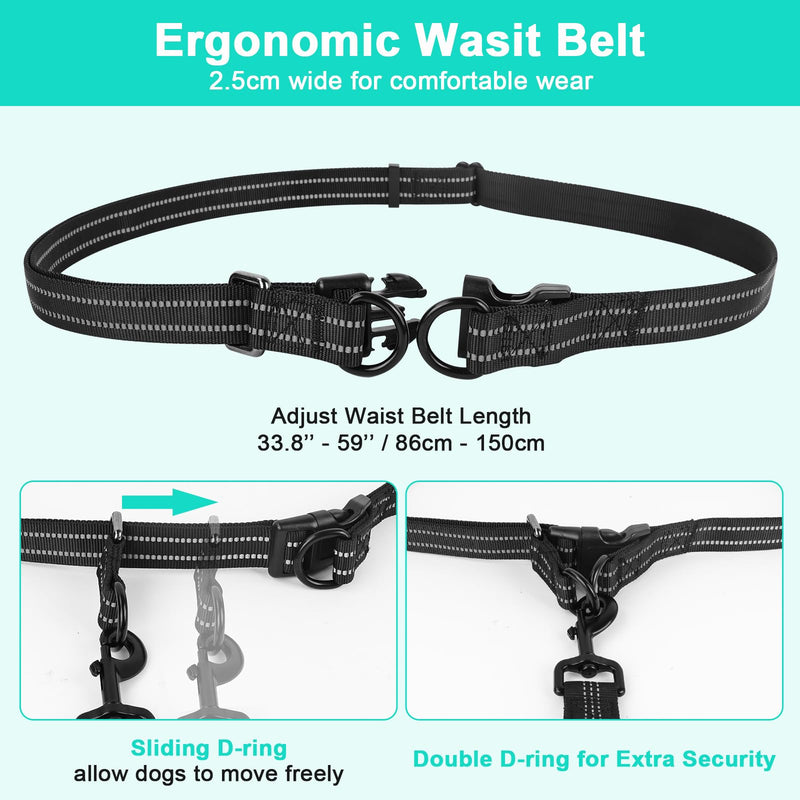 Philorn Hands Free Dog Leash with Pouch, Adjustable Waist Leash for Dog Walking, Running Leash for Medium Large