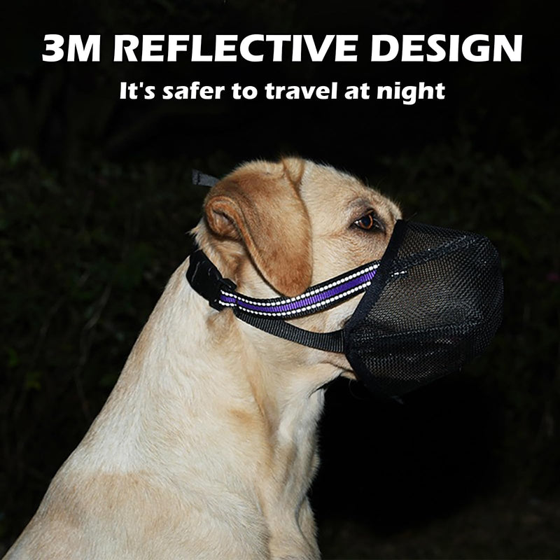 Dog Muzzle, Dog Muzzle, Mesh Soft Muzzle for Large Dogs with Reflective Adjustable Strap, Muzzle Medium Dogs, Breathable Dog Muzzle, Prevent Eating, Biting, XL - BeesActive Australia