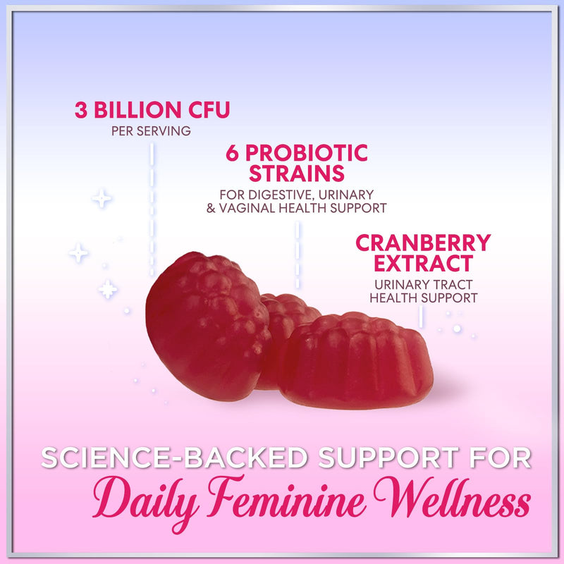 Probiotics for Women Gummies with Cranberry - 6 Premium Strains for PH Balance - Women Probiotics for Digestive Health, Vaginal & Immune Support, Women's Probiotic Feminine Health Gummy - 60 Gummies 60 Count (Pack of 1)