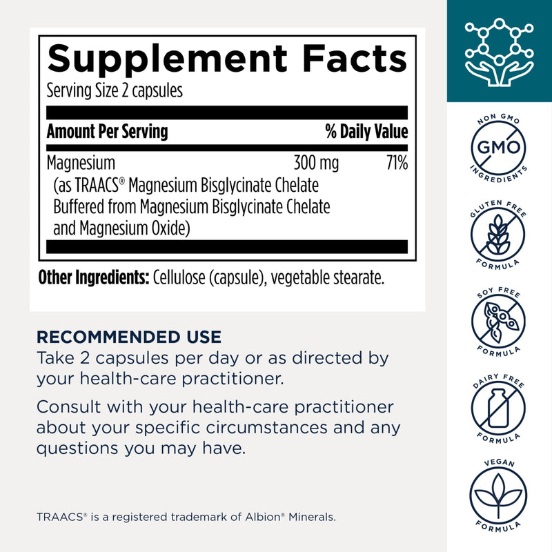 Designs for Health Magnesium Glycinate Complex - High Absorption, Patented Magnesium Complex - Promotes Calm Sleep, Energy, Bone & Heart Health, and Immune Support - Vegan, Gluten Free (60 Capsules) 60 Count (Pack of 1)