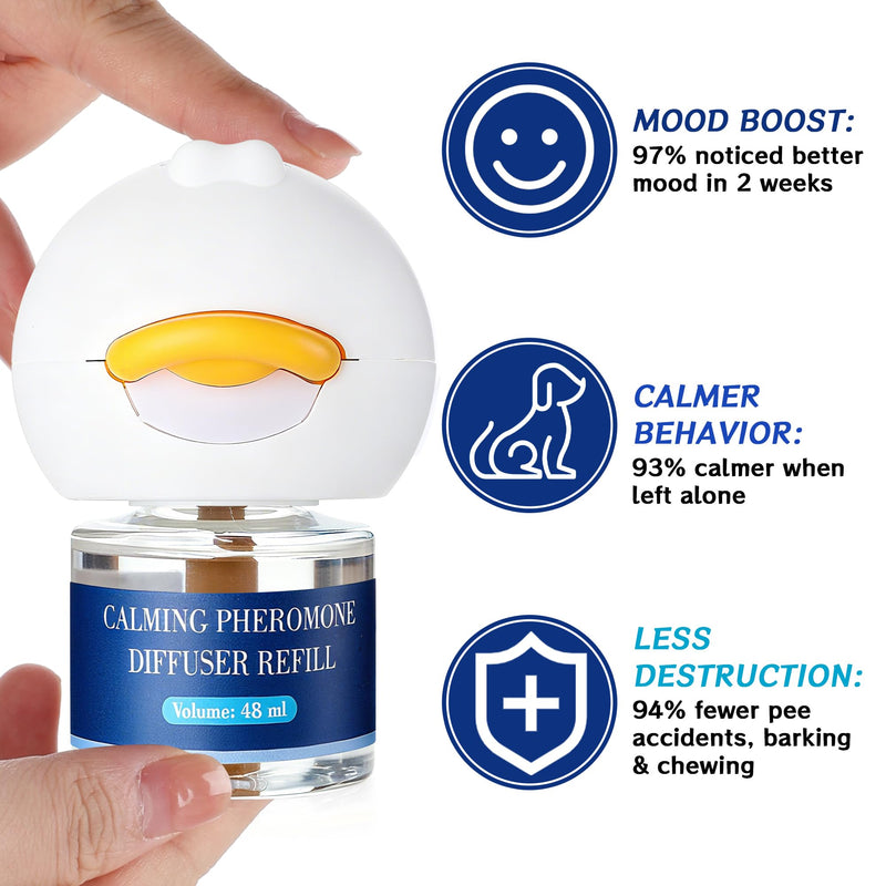 6-In-1 Dog Calming Pheromone Diffuser (2 Plug in + 4 Refills), Relief Anxiety, Storm Stress & Indoor Behavior Support, 120 Days Long Lasting Refill, Natural Odorless Safe Formula