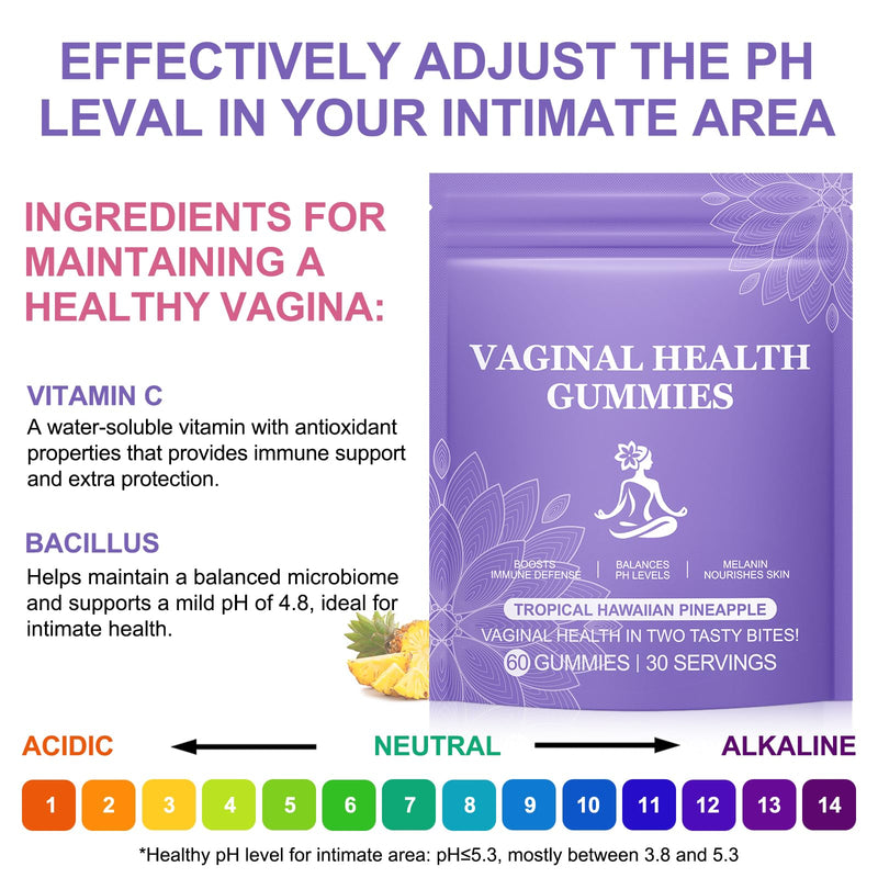 Probiotic Gummies for Women,Vaginal Health Supplement, Supports pH Balance & Immune System, Vegan & Gluten-Free, 60 Gummies