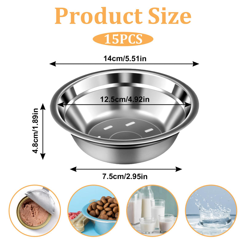 15 Pcs Bulk Stainless Steel Dog Bowls Pets Bowl Cat Water Bowls 2 Cups Dog Food Bowl Metal Replacement Food and Water Dish for Small Puppy Cat (16.68 oz) - BeesActive Australia
